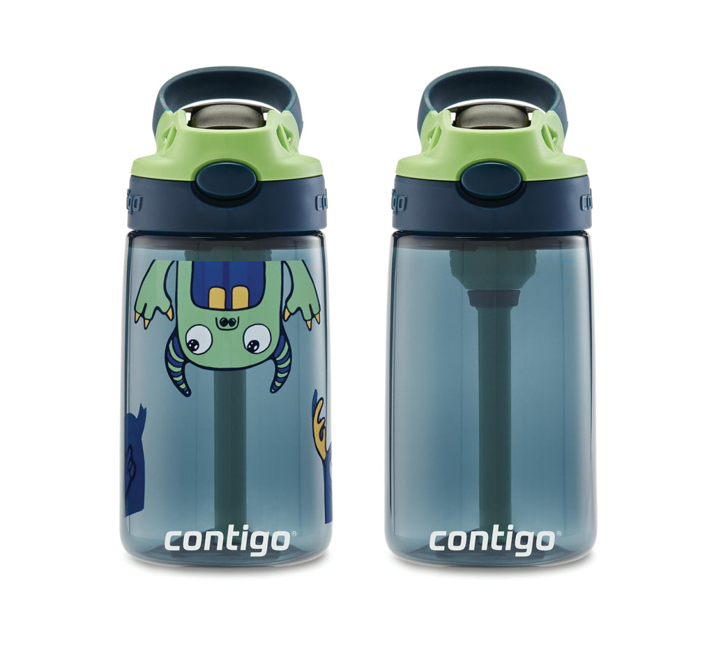 Kids Straw Water Bottle with AUTOSPOUT Lid, 14oz., 2 Pack