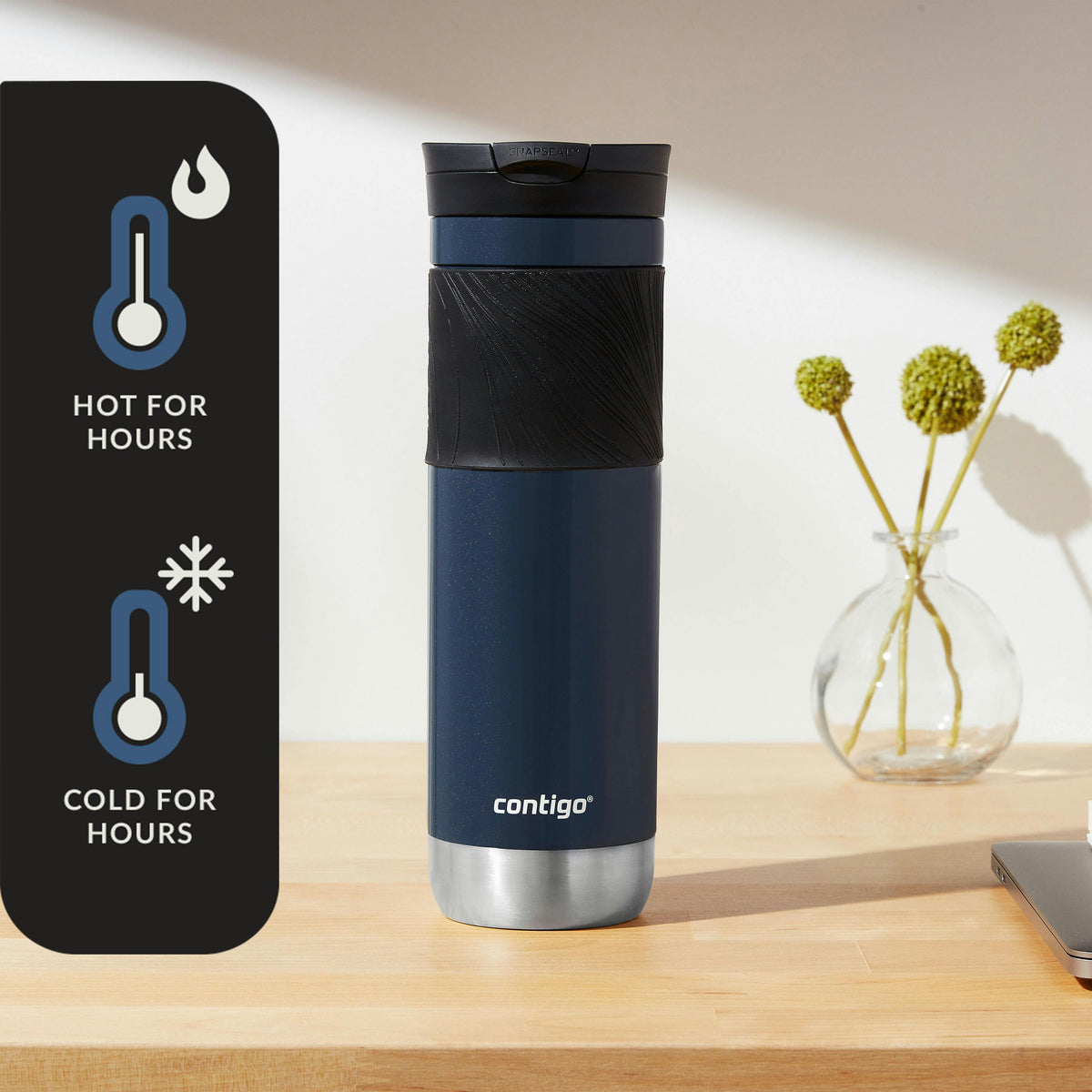 Byron 2.0 Stainless Steel Travel Mug with SNAPSEAL Lid and Grip, 24oz