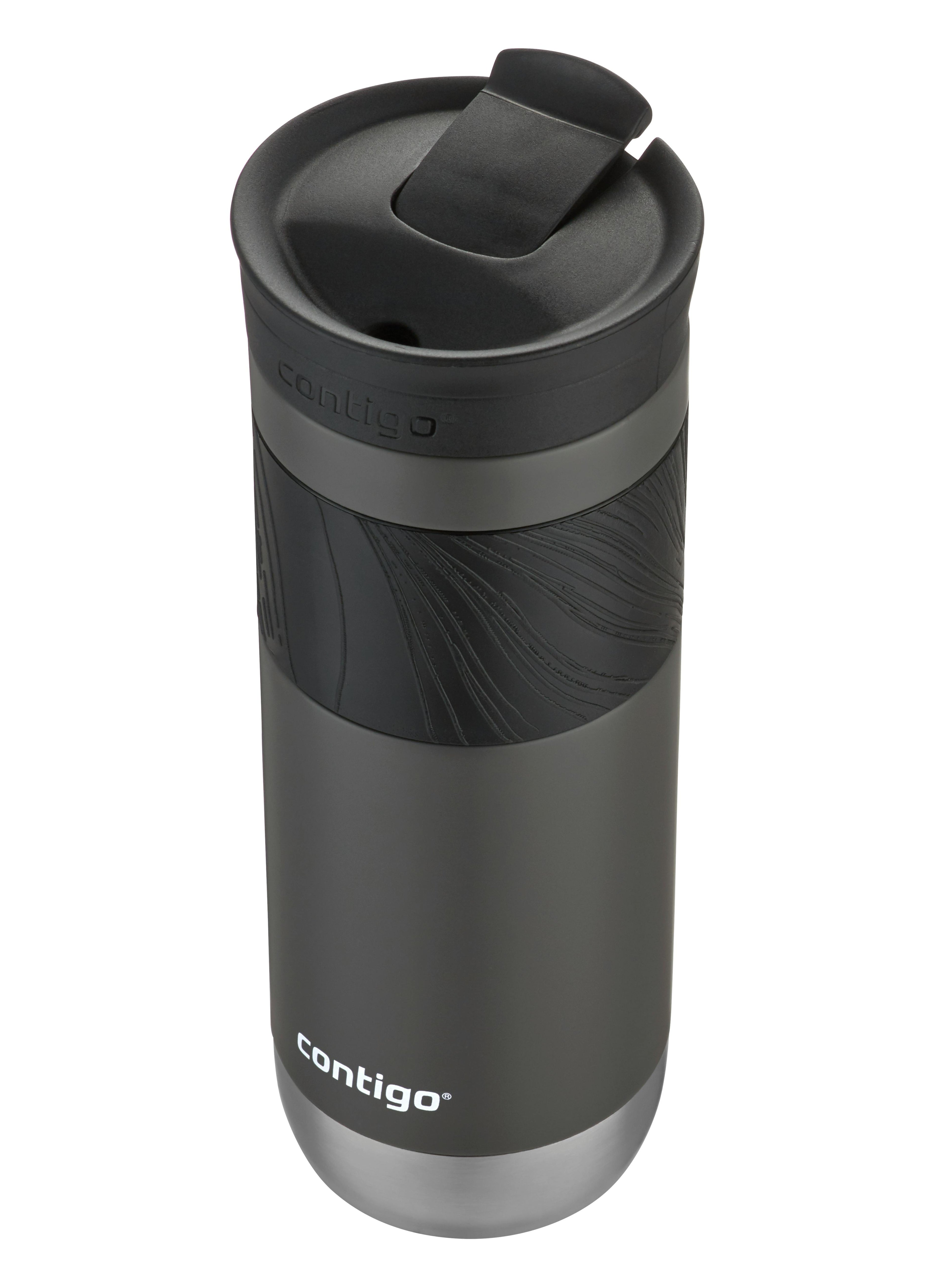 SNAPSEAL Insulated Stainless Steel Travel Mug with Grip, 20oz., Blue Corn Transparent Satin & Midnight Berry