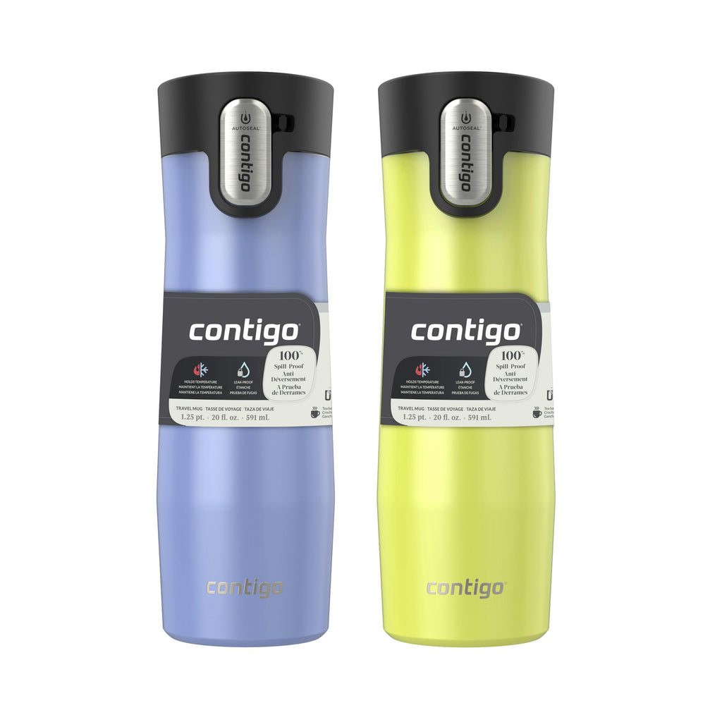 AUTOSEAL West Loop Vacuum-Insulated Stainless Steel Travel Mug with Easy-Clean Lid, 20 oz, 2-Pack
