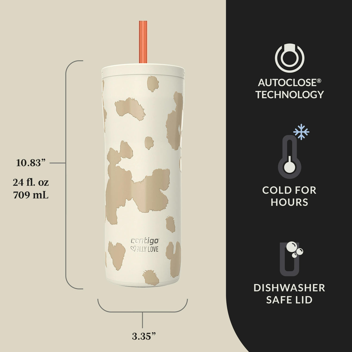 x Ally Love Streeterville 2.0 Stainless Steel Tumbler with Straw, 24oz