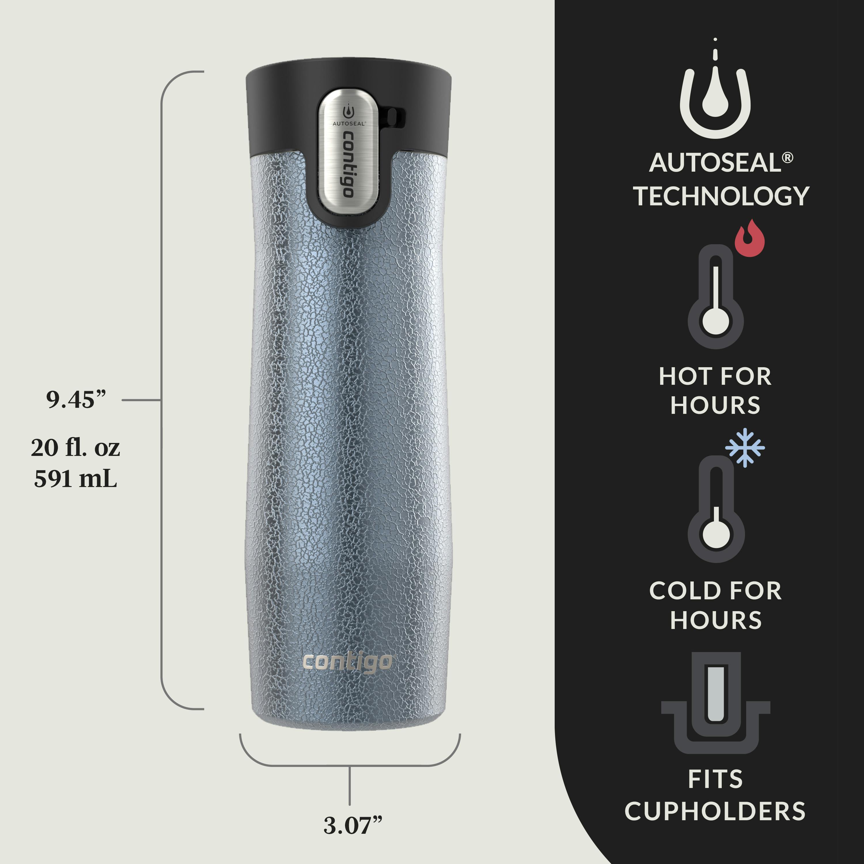 AUTOSEAL West Loop Vacuum-Insulated Stainless Steel Travel Mug with Easy-Clean Lid, 20 oz, 2-Pack