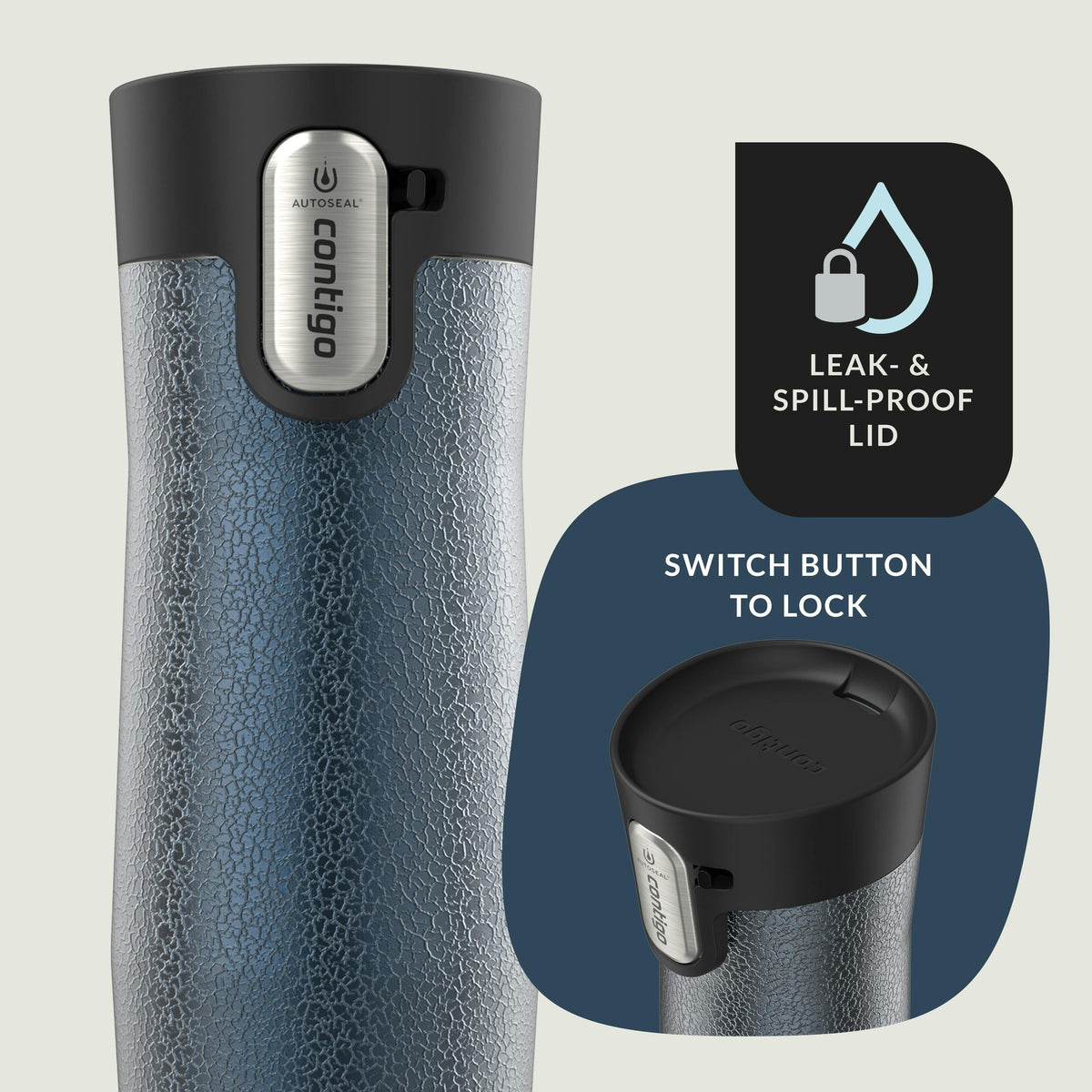 AUTOSEAL West Loop Vacuum-Insulated Stainless Steel Travel Mug with Easy-Clean Lid, 16 oz
