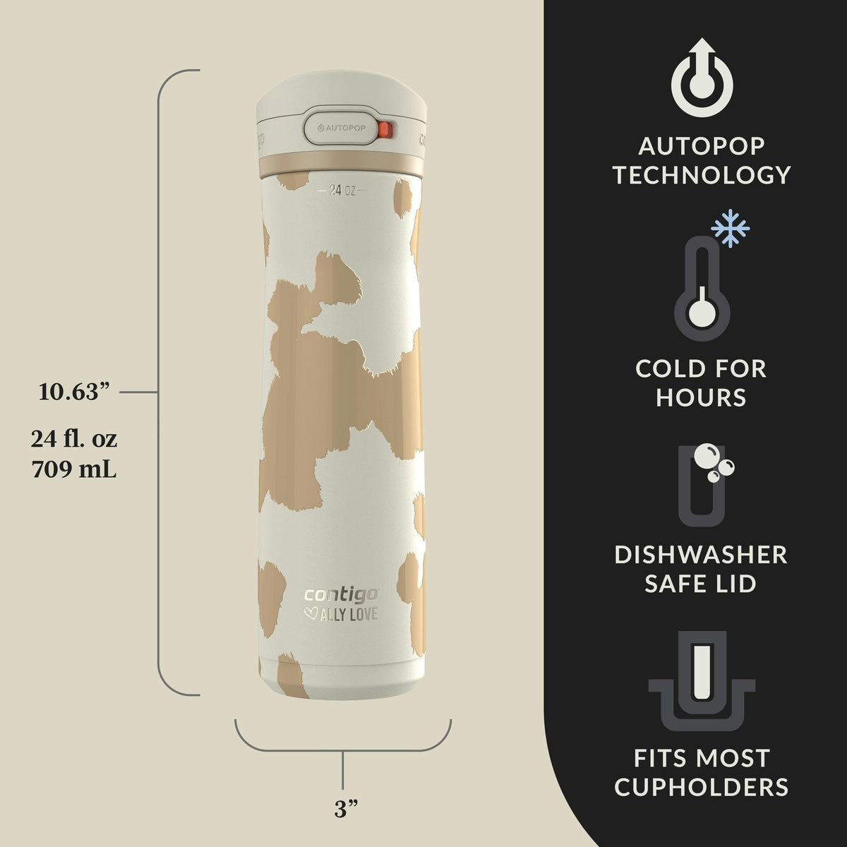 x Ally Love Jackson Chill 2.0 Stainless Steel Water Bottle with AUTOPOP Lid, 24oz